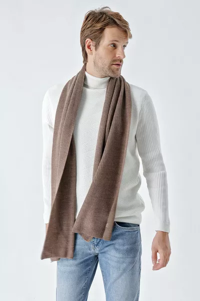 Men's Thessaloniki Knit Scarf Brown 