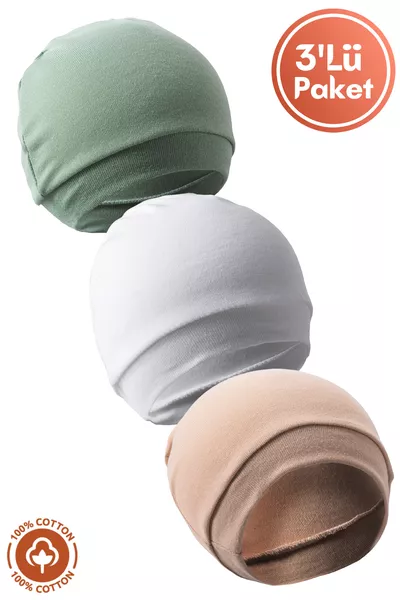 Unisex Baby Cotton Organic Newborn 3-Piece Baby Hat Colorful Set