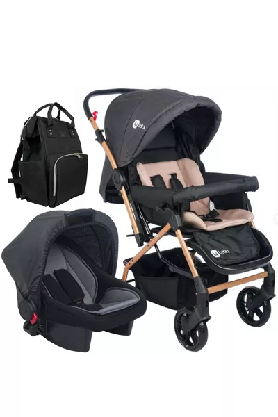 Poussette de voyage double sens Olympus Anthracite Café