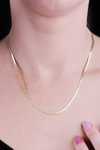 Silver Italian Flat Chain Necklace Gold