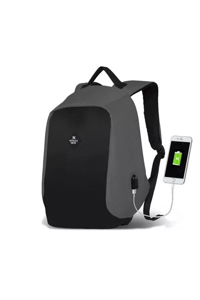 Smart Bag Secret USB Ladeanschluss Intelligenter Laptop-Rucksack Grau