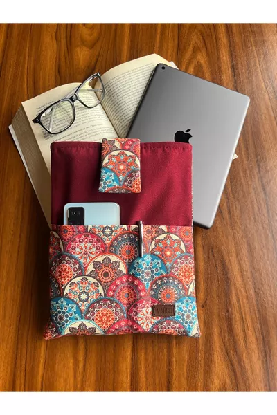 Handmade Ethnic Patterned Pouch Bag with Pockets, Tablet Case, Book Cover, Organizer Bag,