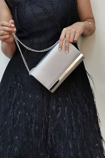 Fabric Silver Evening Women's Clutch Bag
