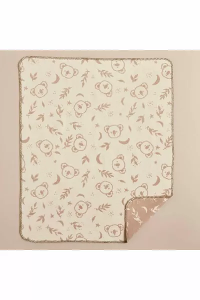 BELLA MAISON Koala Animal Print %Cotton %Acrylic %7 Polyester Baby Blanket, Mink, Baby (