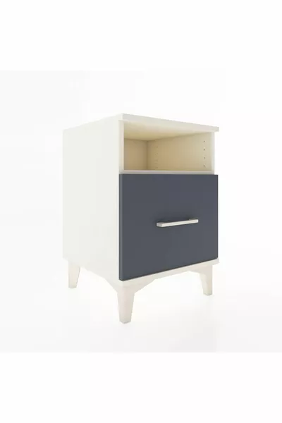 خزانة بجانب السرير هايبريون مع رف واحد ودرج واحد، لون حجر القمر-أنتراسيت