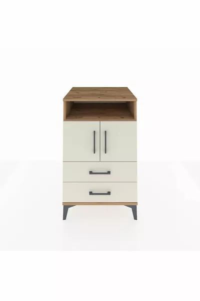 خزانة جانبية كرونوس بع shelving رفين ودرجين وبابين، خشب الصنوبر-أيرتاش