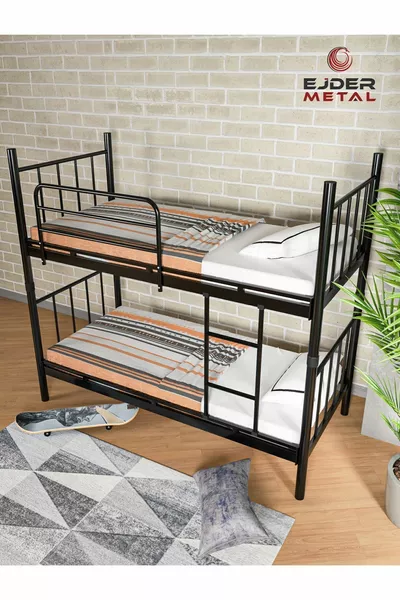 سرير طابقين أسود (بدون فرشة)