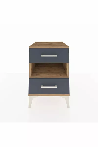 كرونوس كومودين ذو رف واحد ودرجين من خشب الصنوبر-أنترسايت