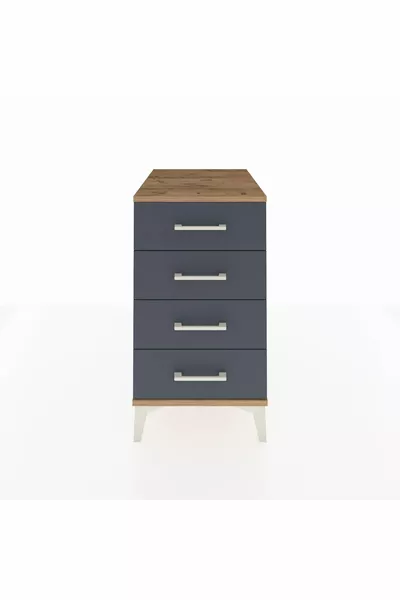 خزانة كرونوس بأربع أدراج، خشب الصنوبر - أنثراسيت