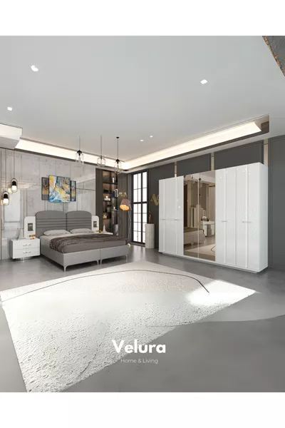 Yıldız Bedroom Set (Wardrobe + Dresser + Nightstand + Bed)