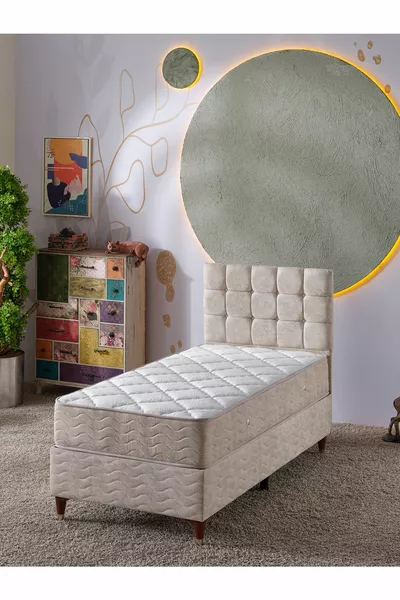 Bengü Tek Kişilik 3Lü Set Yatak+Baza+Başlık