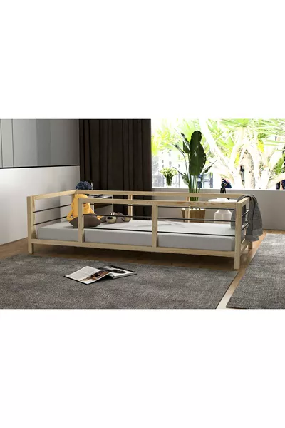 Yap-sa Home Aksa-montessori Metalen Rand Beschermde Natuurlijke Houten Babykamer- en Kinderbed