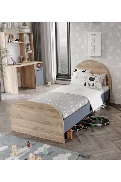 Izmir Tek Kişilik Karyola Tamamı Mdflam  Flora Antrasit