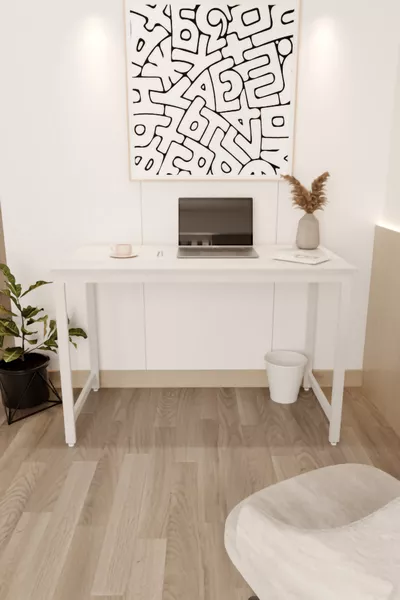 Бял работен маса, компютърен маса, офис маса, маса за хранене  x  см, с метални крака