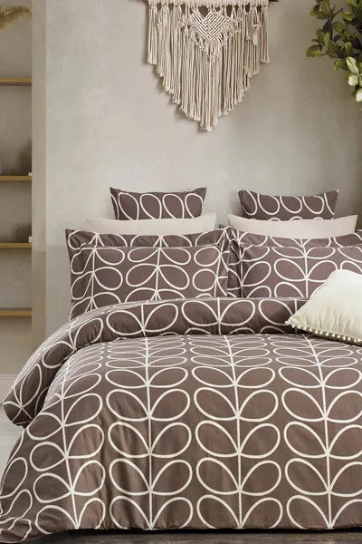 Комплект постельного белья с резинкой, двуспальный, ретро коричневый