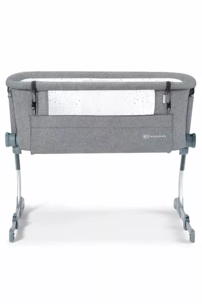 Lit Berceau Uno Up à côté du lit des parents - Gris Mélangé