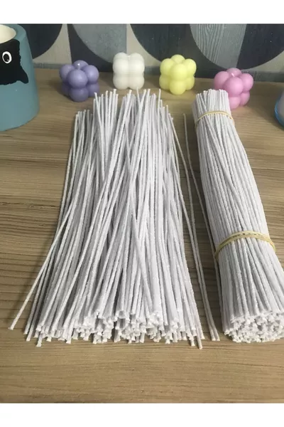  Cm sert mumlanmış Fitil (  Adet ) Yüzde Yüz Pamuk Ipinden Hazır Sert Mumlanmış Mum Fitili