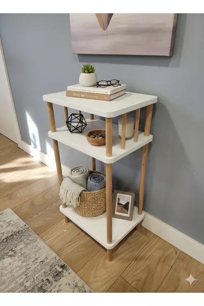 طاولة ركنية وطرابيز جانبي ذو رفين - كومودين - طاولة متعددة الاستخدامات عصرية