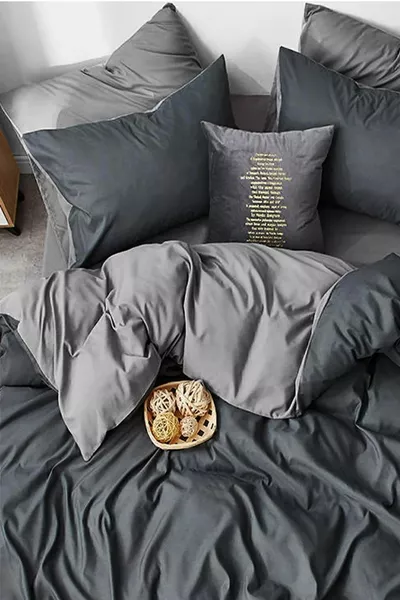 Duvet Cover Set with Fitted Sheet Double Size Anthracite - Gray