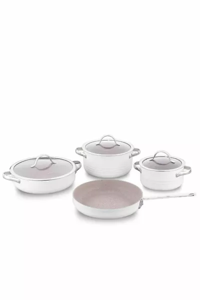 -2 Linea 7-teiliges Kochtopf-Set Vanille