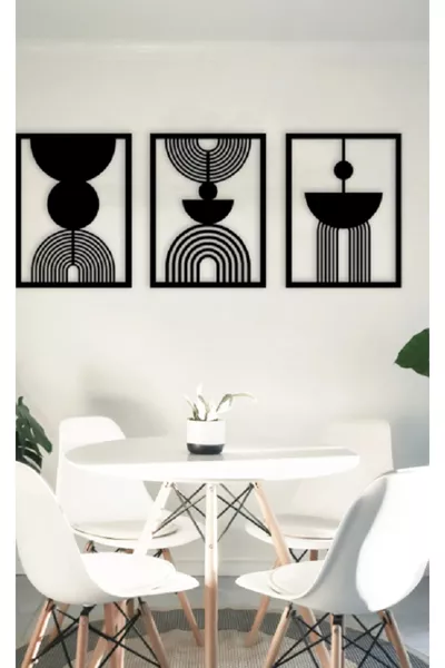 Бохемски абстрактен декоративен комплект от 3 картини, дървена стенна декорация, стенна украса, подарък, MDF лазерно рязане