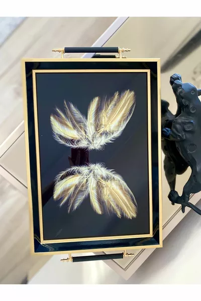 صينية فاخرة بنقشة الفراشات، صينية شاي فاخرة، صينية تقديم، للشاي والقهوة، هدية للعروس