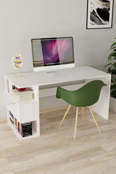 Бяло бюро с библиотека Лео