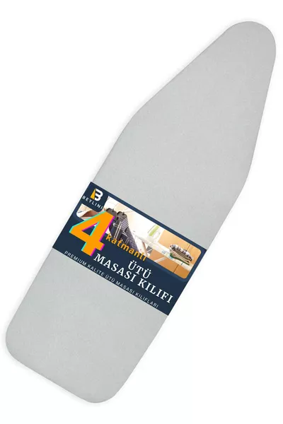 Ütü Masası Kılıfı Örtüsü Bezi Keçeli Süngerli Lastikli Yanmaz Ayarlanabilir  Cm Gri