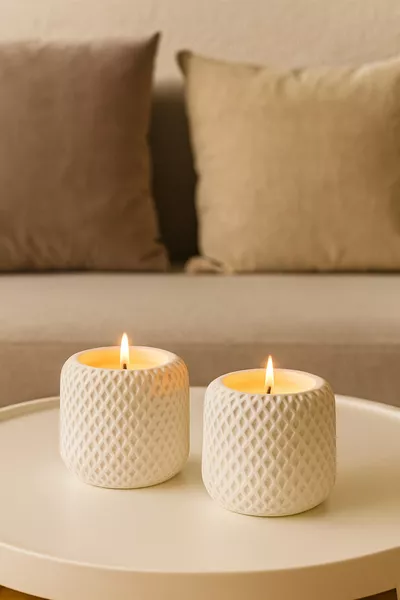 Керамична свещ с аромат – Ръчно изработена декоративна свещ, с аромат на ванилия, за декорация на хол