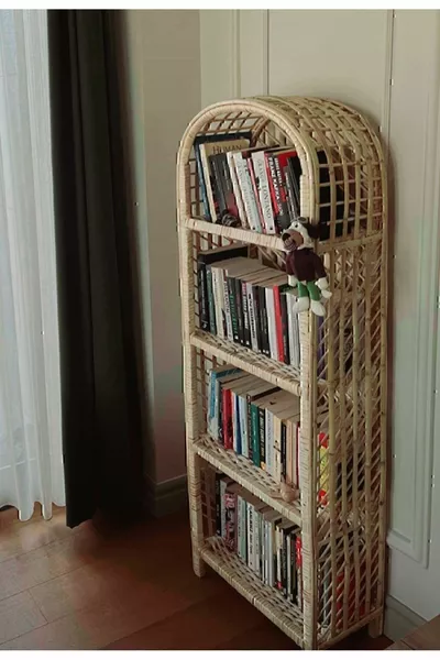 رف منسوج مزخرف بأربعة أقسام للمطبخ والحمام والأحذية والكتب 