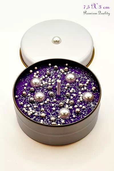 Hindistan Cevizi Kokulu Inci Taneli Aşk & Bolluk Mumu | 3d Teneke Kutuda | Dekoratif Hediyelik