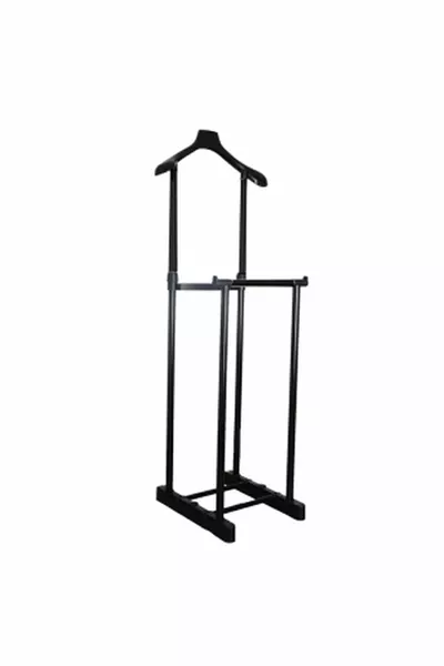 شماعة ملابس خادمة مزدوجة بدون صوت، قابلة لتعديل الارتفاع، مقاس  سم، باللون الأسود