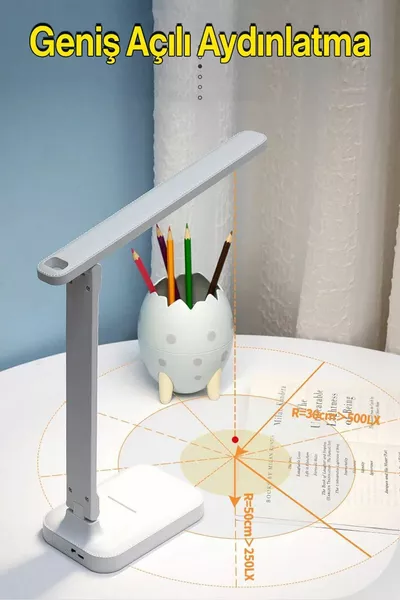 Rechargeable LED Desk Lamp with 3 Colors, Touch Control, Stand, Children's Study Book, Reading Light, Night 9W