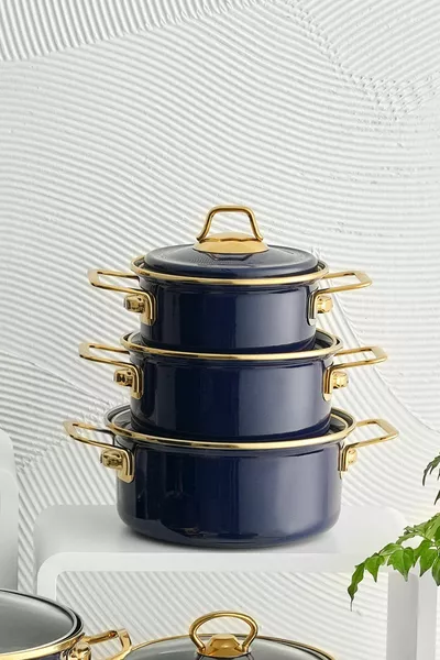 Piraye Emaye 6-Piece Cookware Set Navy Blue