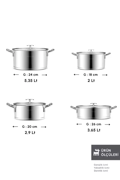 Vapor New Induktionsbasierte 8-teiliges Edelstahltopf-Set mit Sieb