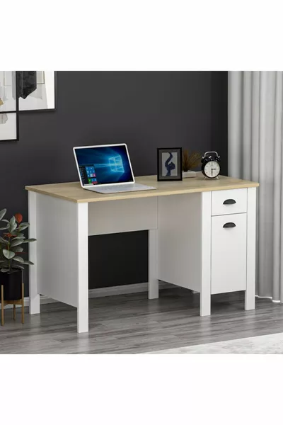 Бюро Optima - Бяло / Бял дъб Сафир