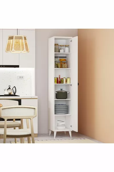 Armoire polyvalente à 5 étagères avec une seule porte pour salle de bain, cuisine ou cellier
