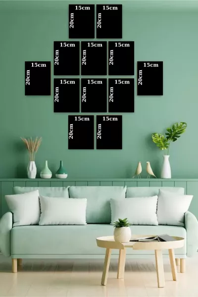 -delige set artistieke schilderijen met houten lijstlook