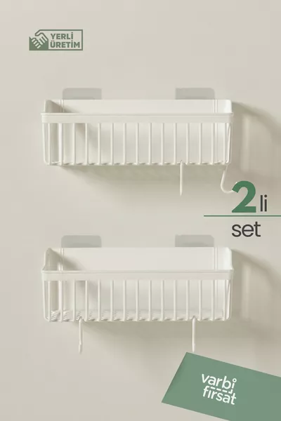 Клеящаяся полка для ванной, набор из 2-х, органайзер для душа, держатель для шампуня, пластиковая ванная