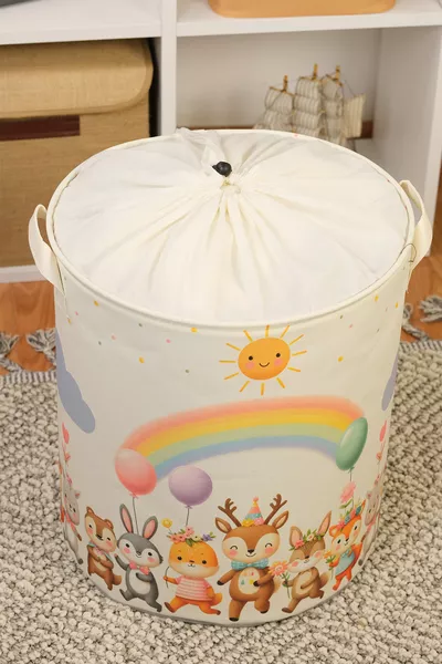 Мрежеста многофункционална кошница за играчки с щампа на сладко танцуващо животно, сгъваема органайзер 