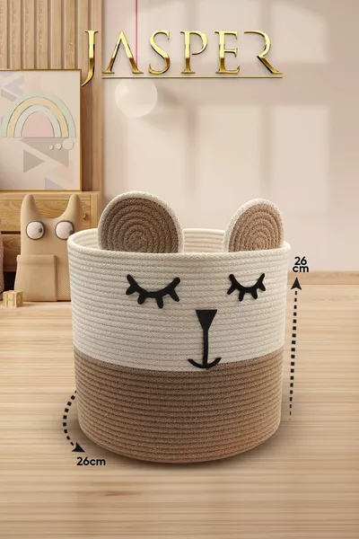 Бежов платно с пандa многофункционален органайзер за детска стая за играчки и мръсни дрехи