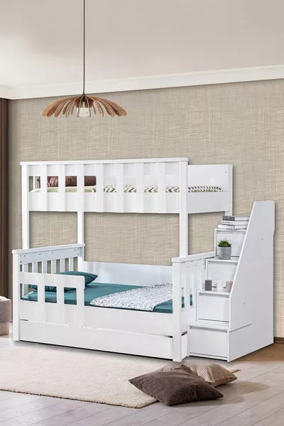 Двухъярусная кровать Ranza, Diva MDF, разборная, 3-х местная, с 3 матрасами Comfort