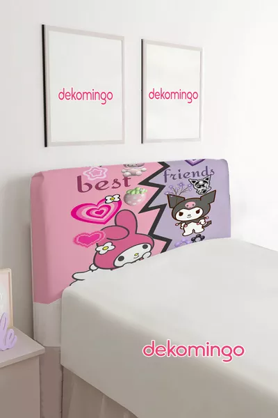 BEST FRİENDS KUROMİ MY MELODY DESENLİ BAZA BAŞLIK KILIFI ( TEK KİŞİLİK )