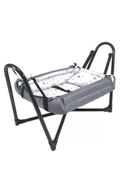 Неptün метално легло-хамак сива памучна материя