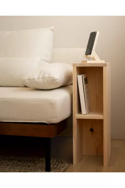 Houten Nachtkastje Zijtafel Bedtafel Nachtkastje met Plank en Compartiment voor Smalle Ruimtes