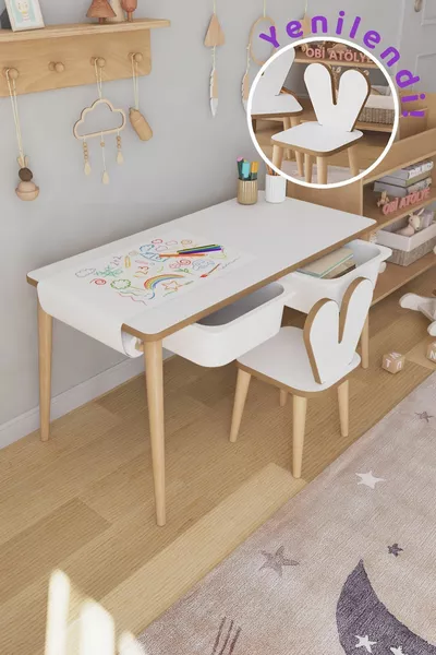 Roll Paper Activity Table Rabbit Table and Chair Set Children's Table
