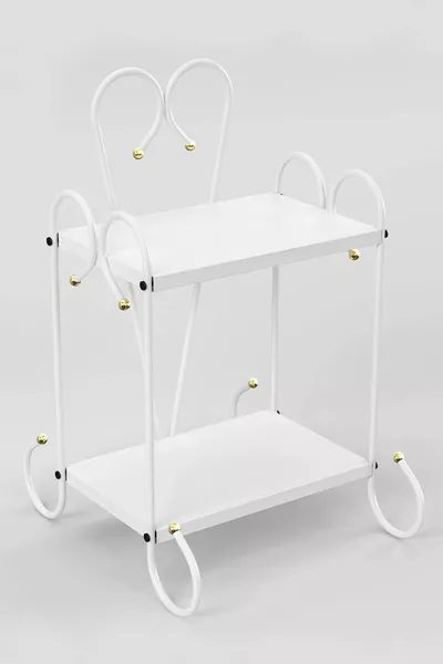 Бергама Ретро кован метален нощен шкаф бял