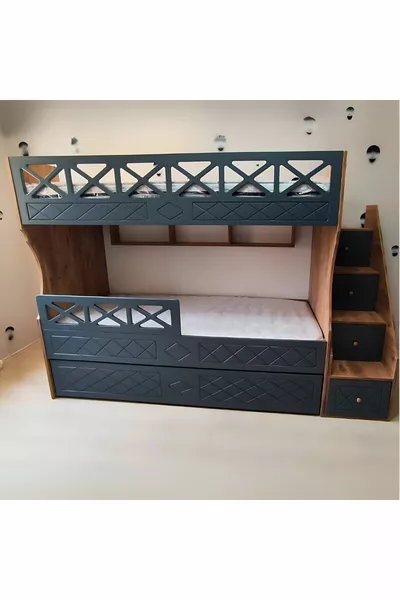 Lit superposé pour enfants modèle Atlantique Anthracite