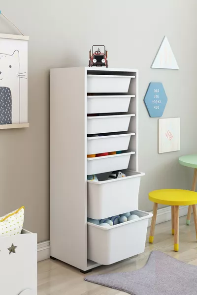 KIDS шкаф за играчки с 7 кошници Кутия за играчки Кутия за съхранение на играчки