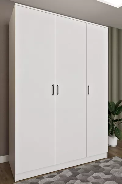 خزانة Ases  واسعة مع رفوف وخزانة تخزين باللون الأبيض - بلوط السفير